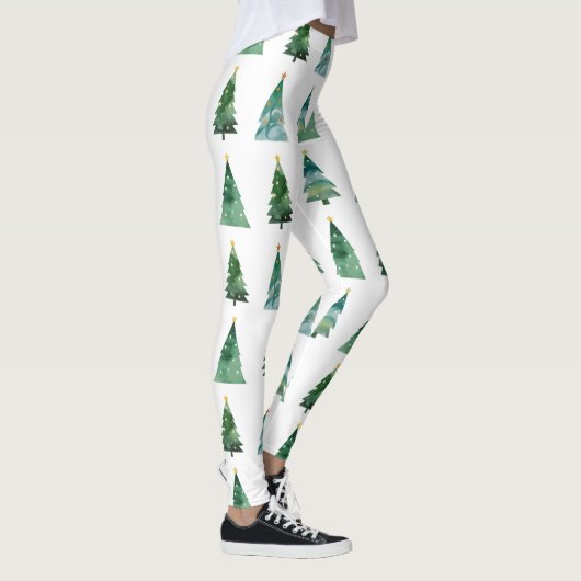Leggings Arbre d'hiver blanc vert (Droite)