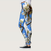 Leggings Arbre élégant à fleurs blanches de printemps (Gauche)
