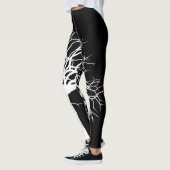 Leggings Arbre noir blanc élégant de la vie Yoga (Gauche)