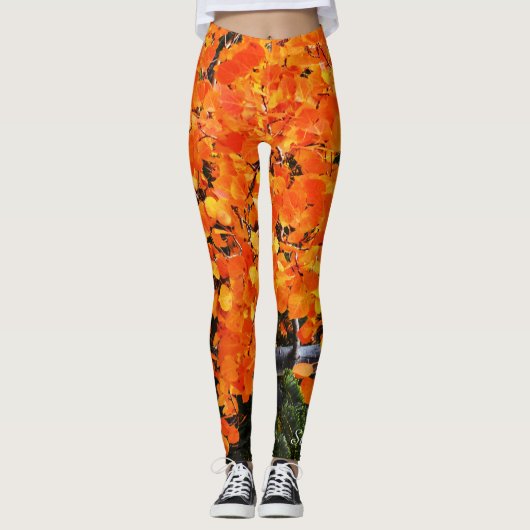 Leggings Arbre orange avec nom personnalisé (Devant)