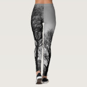Leggings Arbres dans le réchauffeur noir et blanc de jambe (Dos)