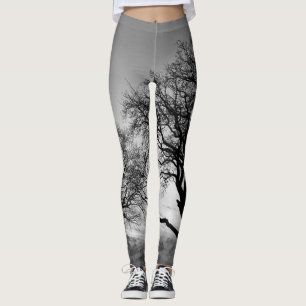 Leggings Arbres dans le réchauffeur noir et blanc de jambe
