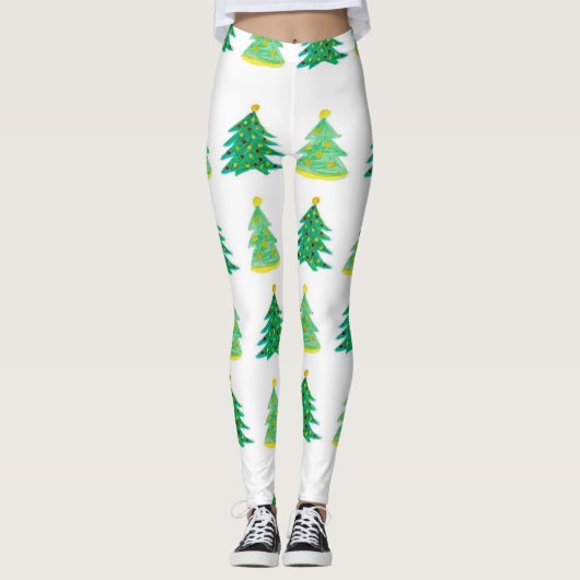 Leggings Arbres de Noël à feuillage persistant (Devant)