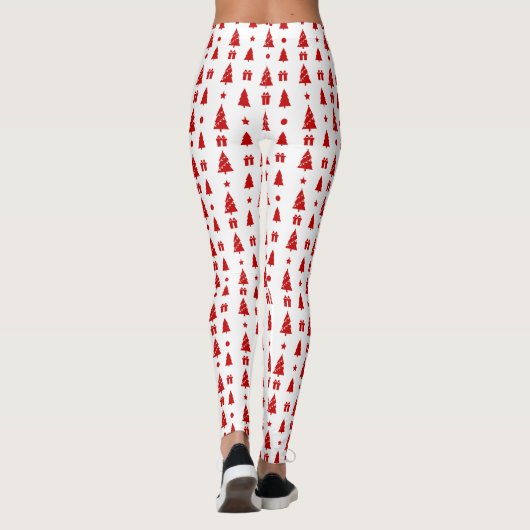Leggings Arbres de Noël avec boîte cadeau Motif long (Dos)