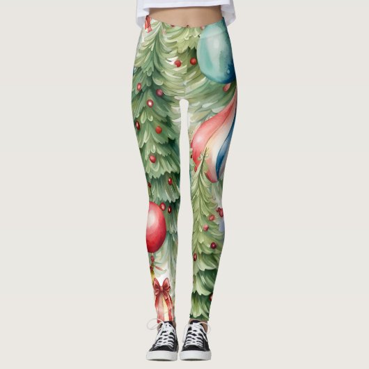 Leggings Arbres de Noël avec jouets de vacances (Devant)