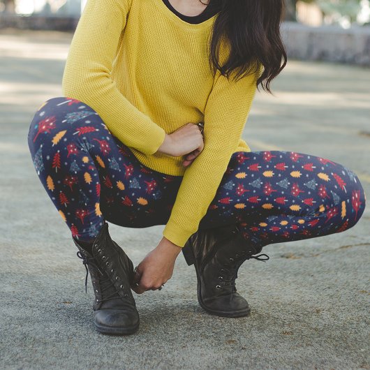 Leggings Arbres de Noël en bleu foncé Pantalons de pyjama d