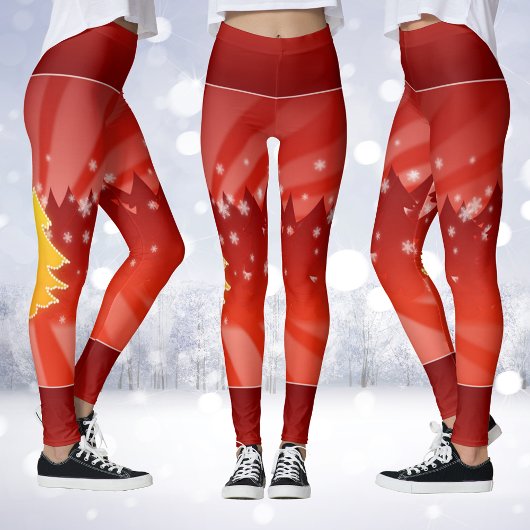 Leggings Arbres de Noël Nuances de pattes rouges