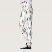 Leggings Arbres d'hiver et motif de cerfs de Noël (Gauche)