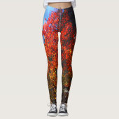 Leggings Arbres rouges le matin avec nom personnalisé (Devant)