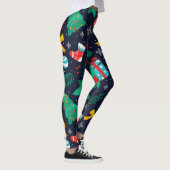 Leggings Arbres verts de Noël, Flakes, Motif des bas (Droite)