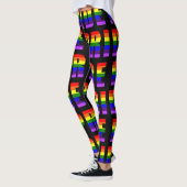 Leggings Arc en arc-en-ciel - Art sur couleur noire personn (Gauche)