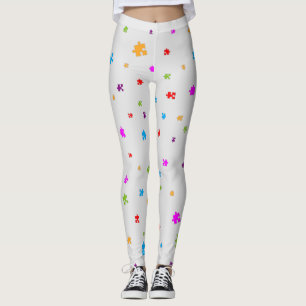 Leggings Arc-en-ciel Autisme coloré Puzzle Pièces sur GRIS