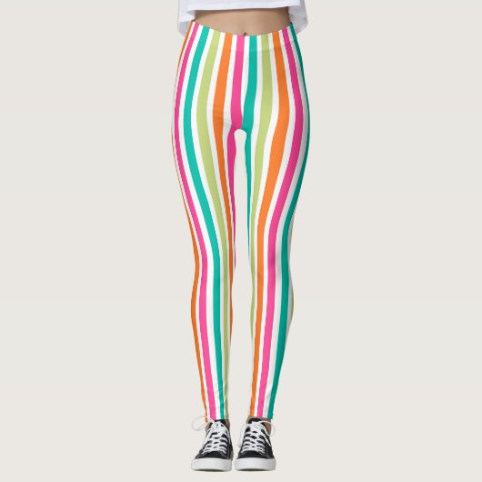 Leggings Arc-en-ciel bandes verticales coloré rétro multico (Devant)