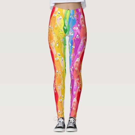 Leggings Arc-en-ciel Émotive les monstres mignons en couleu (Devant)