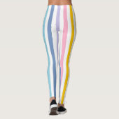 Leggings Arc-en-ciel en pastel vertical et rayures blanches (Dos)