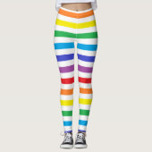 Leggings Arc-en-ciel et rayures blanches (Devant)