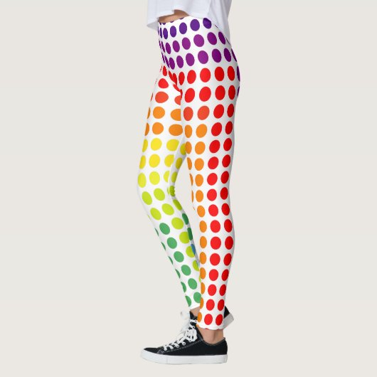 Leggings Arc-en-ciel festif de couleur Grands Pois sur BLAN (Gauche)