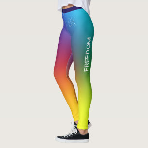 Leggings Arc-en-ciel, Liberté, Monogramme Personnalisé