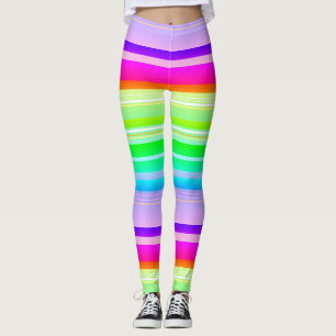 Leggings Arc-en-ciel multicolore rayé brillant vibrant