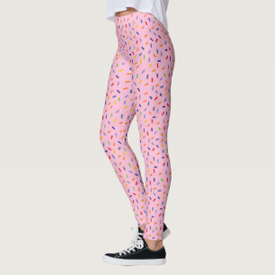 Leggings Arc-en-ciel Paillettes Confettis Rose Clair