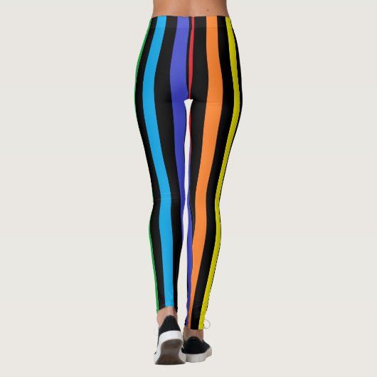 Leggings Arc-en-ciel vertical et rayures noires (Dos)