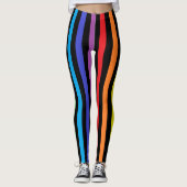 Leggings Arc-en-ciel vertical et rayures noires (Devant)