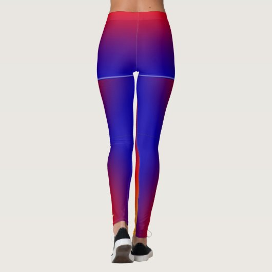 Leggings Arc en ciel vif personnalisé avec faux shorts bleu (Dos)