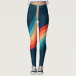 Leggings Arcs colorés de style rétro<br><div class="desc">Retro double arche pattern geometrical illustration with turquoise, blue, red and beige stripes decoration on dark blue background.</div>
