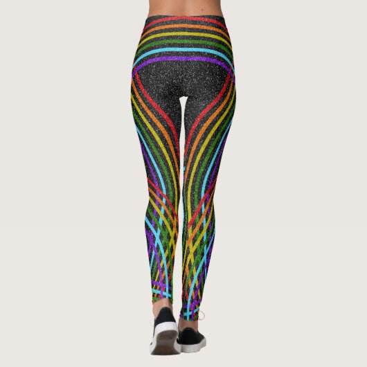 Leggings Arcs-en-ciel à Parties scintillant multiples, Noir (Dos)