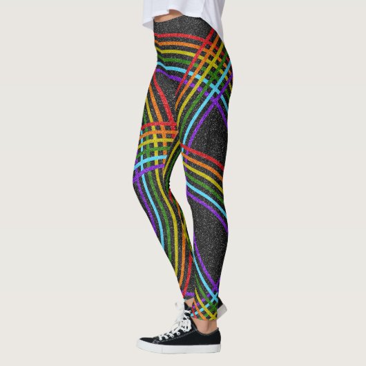 Leggings Arcs-en-ciel à Parties scintillant multiples, Noir (Gauche)