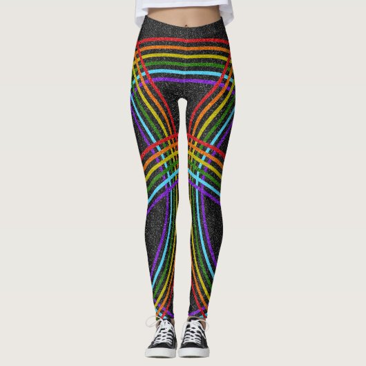 Leggings Arcs-en-ciel à Parties scintillant multiples, Noir (Devant)