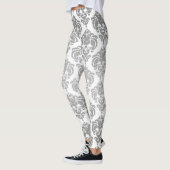 Leggings Argent & blanc Damask Chic Moderne Motif élégant (Gauche)