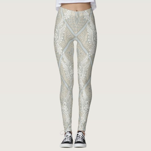 Leggings argent de dentelle d'inséparable (Devant)