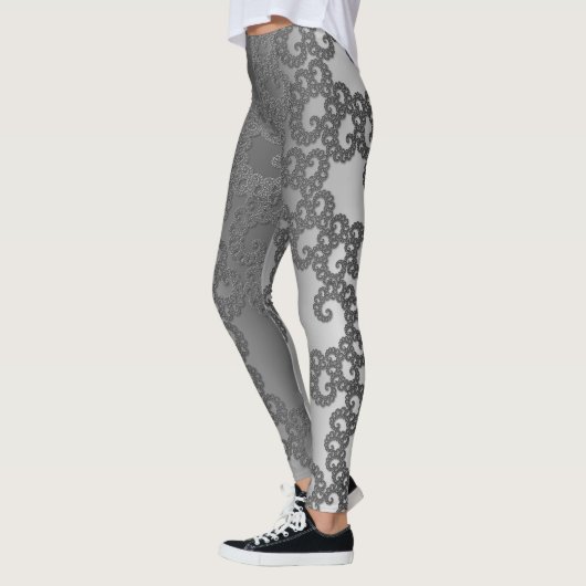 Leggings Argent Fractal Art #1 Maman (Gauche)