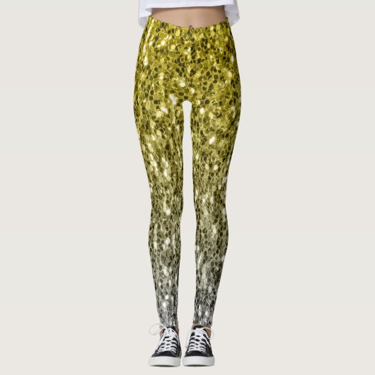 Leggings Argent or brillant foncé parties scintillant ombre (Devant)