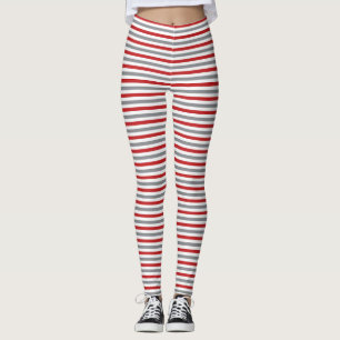 Leggings Argent rouge et traces blanches de Noël