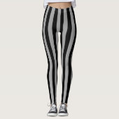 Leggings Argent vertical et rayures noires (Devant)