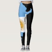 Leggings Argentine Drapeau Blanc Lettres Sur Noir  (Devant)