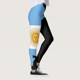 Leggings Argentine Drapeau Blanc Lettres Sur Noir 