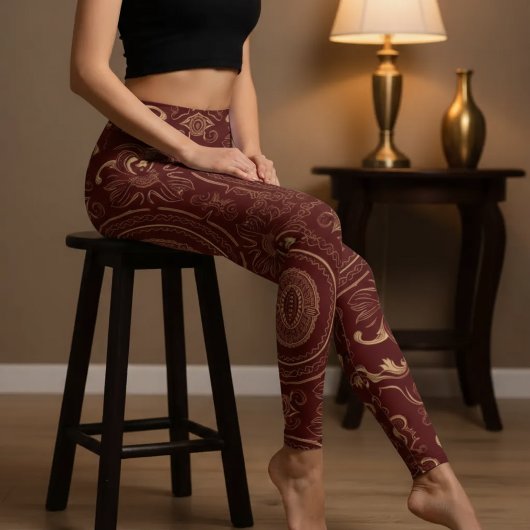 Leggings Aria Grace Crimson Lotus Mandala