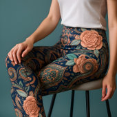 Leggings Aria Grace Elegant Cobalt Rosewood Boho