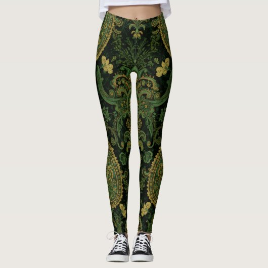 Leggings Aria Grace Regal Emerald Paisley Boho Design (Devant)