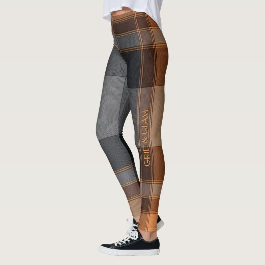 Leggings Aria Grace Urban Copper Grid Plaid Pattern Vol 29 (Gauche)