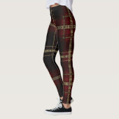 Leggings AriaGrace Regal Burgundy Gold Plaid Pattern Vol 23 (Gauche)