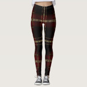 Leggings AriaGrace Regal Burgundy Gold Plaid Pattern Vol 23 (Devant)