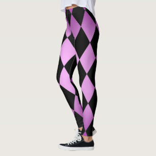 Leggings Arlequin ~ Motif diamant ~ Design rose et violet