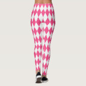 Leggings Arlequin rose blanc Diamants Checkers Design (Dos)