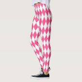 Leggings Arlequin rose blanc Diamants Checkers Design (Gauche)