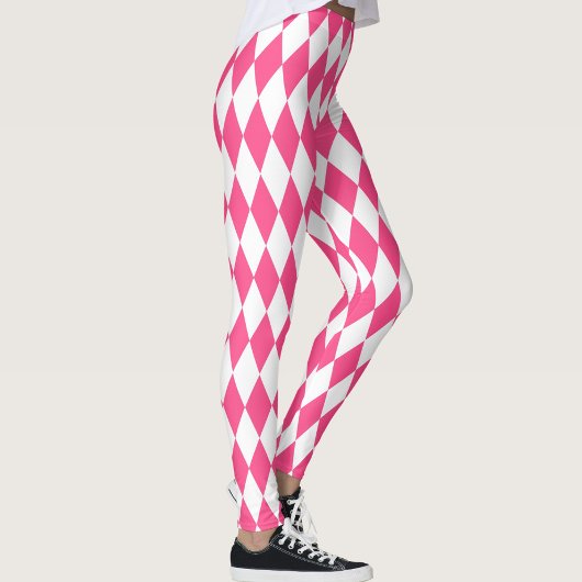 Leggings Arlequin rose blanc Diamants Checkers Design
