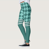 Leggings Arlequin vert et triple bande blanche (Gauche)